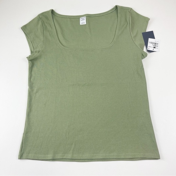 Melrose & Market Shirt Womens Large Green Ribbed Cap Sleeve Tee Stretch NWT NEW - Picture 1 of 9